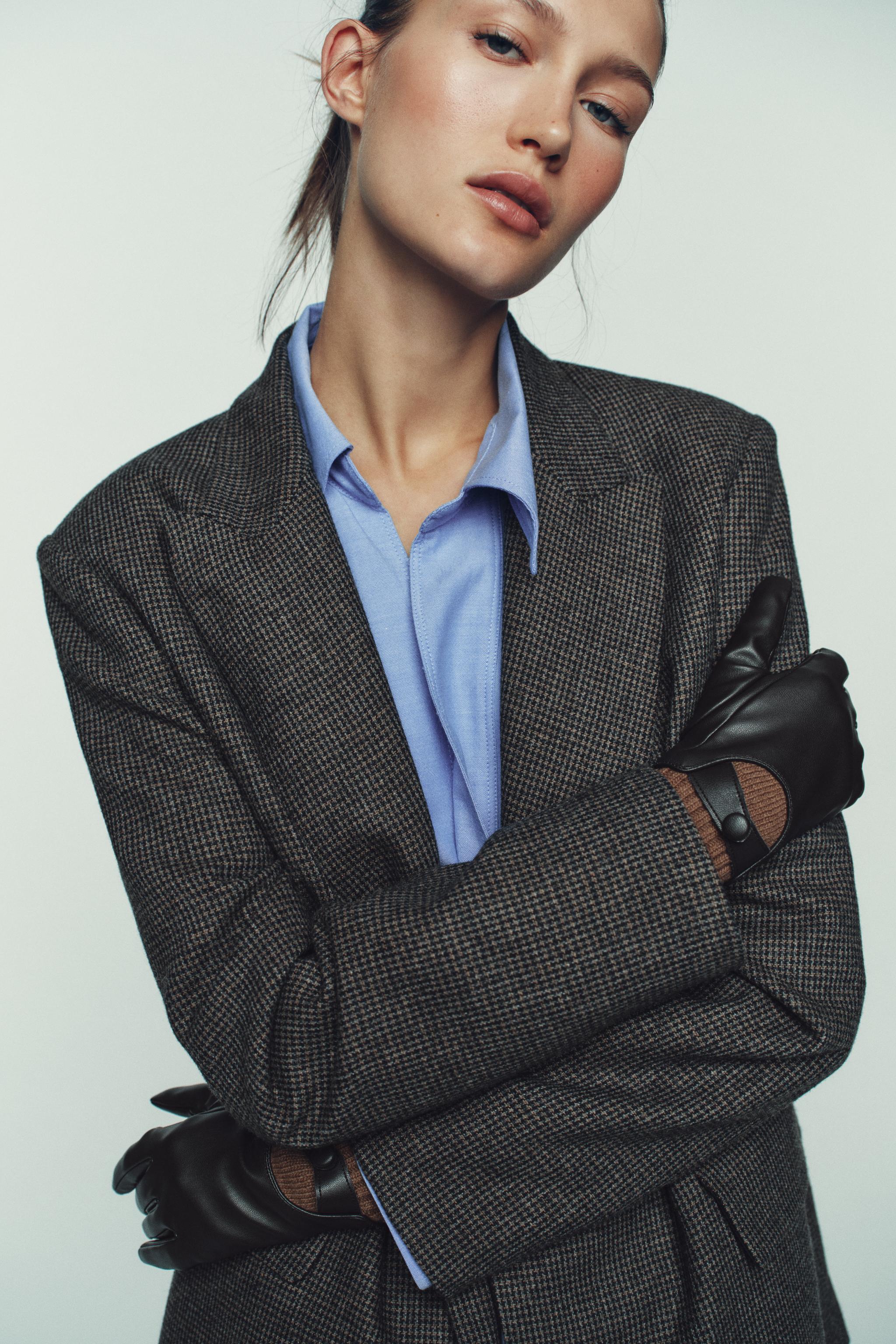 FAUX LEATHER GLOVES WITH WOOL